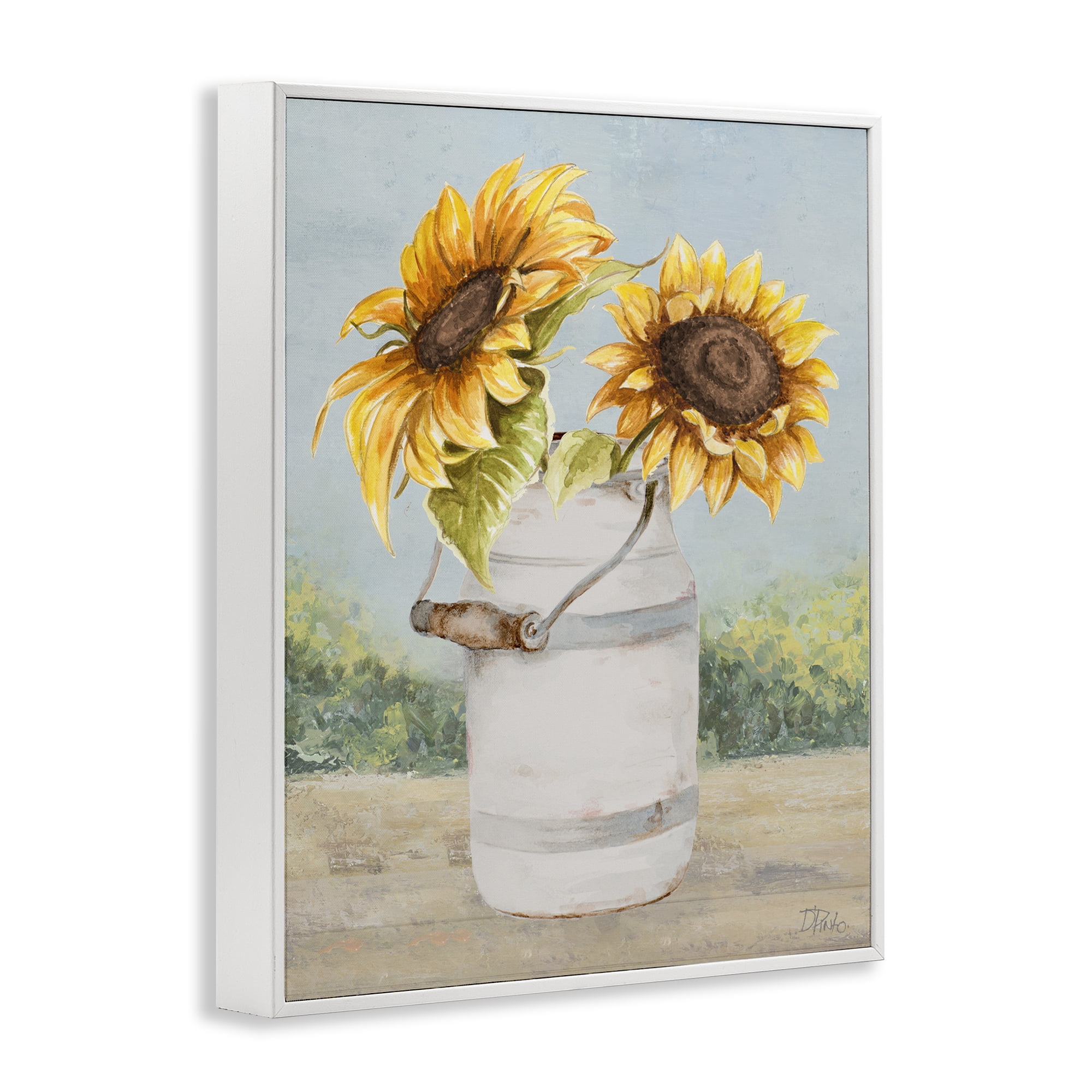Stupell Industries Sunflower Pitcher in Country White Framed Giclee Art, design by Patricia Pinto