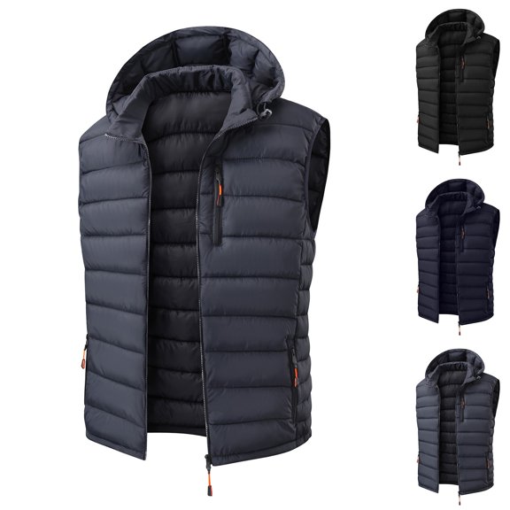 Ceisia Men Detachable Hooded Padded Vest Lightweight Quilted Sleeveless Zip Up Gilet Warm Outerwear For Fall Winter Gift
