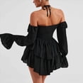 thumbnail image 4 of Vestido Midi para Mujer, Disfraz de Halloween, con Hombros Descubiertos, Estilo Hada Mariposa, para Fiesta de Cosplay, con Pañuelo Negro M, 4 of 7