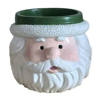 BinKFF Santa Head Planter Fun Christmas Planter for Home Decor Christmas Cute Snowman Resin Flowerpot with Red and Black Hat Design a Tabletop Small Potted Plant Container