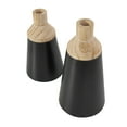 thumbnail image 6 of DecMode 12", 10"H Triangular Colorblock Black Wood Vase with Light Brown Wood Tops, Set of 2, 6 of 10