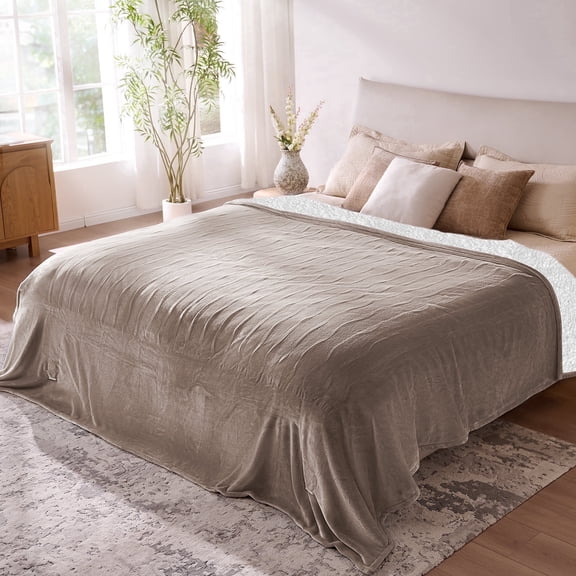 Ocuuziisu Electric Blanket 90" x 100" King Size Heated Blanket, Camel