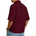thumbnail image 4 of OIOLOYJM Mens Shirts Basic Casual Cotton Button Down Shirts Summer Short Sleeve Collared Relaxed Fit T-Shirts Stylish Vacation Clothes Wine L, 4 of 5