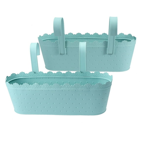 MLINS 1PC Frosted Hook Flowerpot Wrought Iron Hanging Basket for Home Hotel Decor Blue