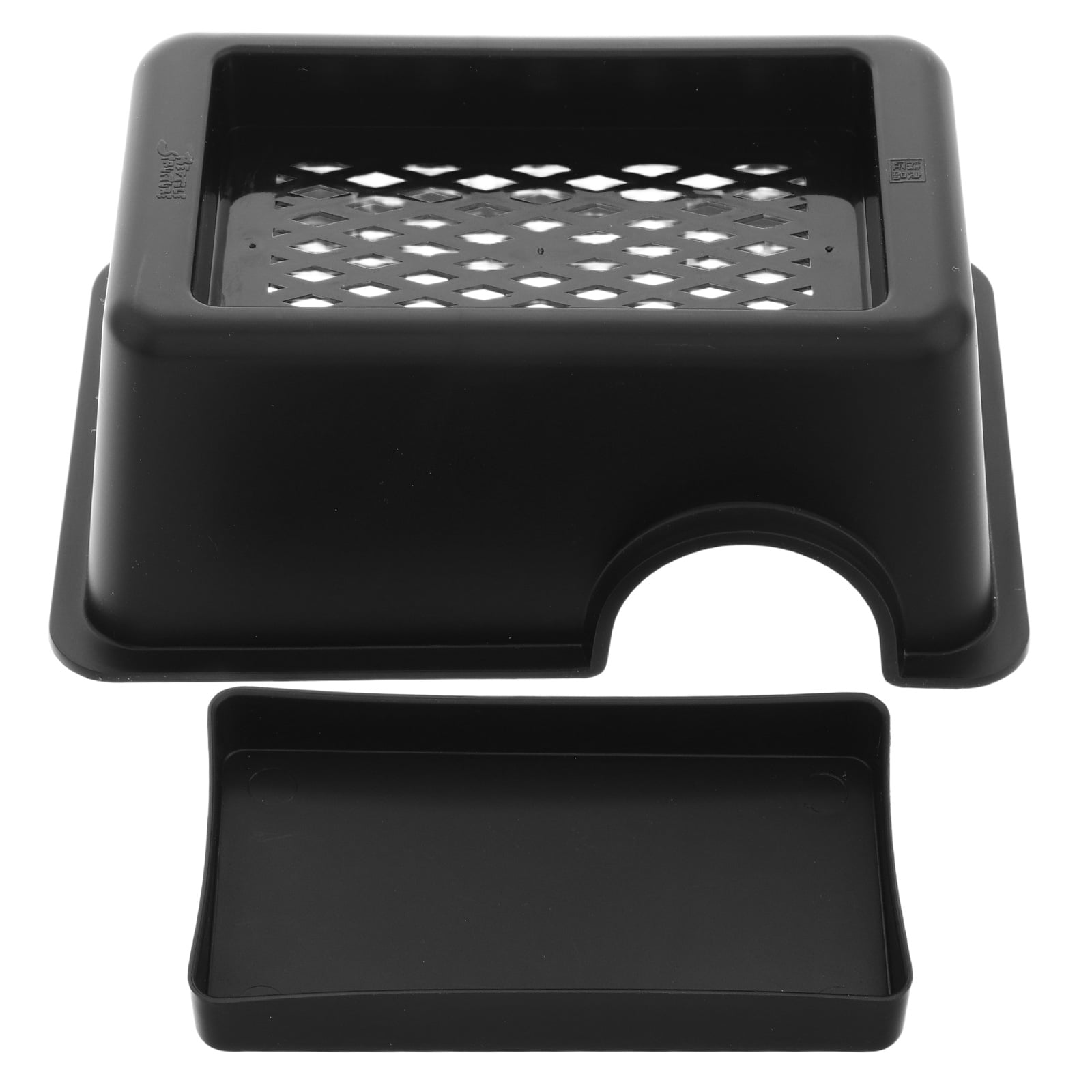 TABLZONE Reptile Enclosure Accessory Black Feeding Trough for Lizards Snakes with Hollow Hideout