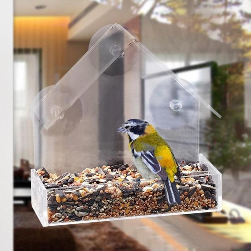 Clear House Window Bird Feeder Birdhouse With Suction Fe Outdoor New Kit J6W9 