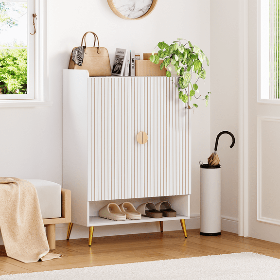 COSIEST 5-Tier Shoe Storage Cabinet with Removable Shelves，2-Door 20 Pairs Shoe Rack with Open Shelf