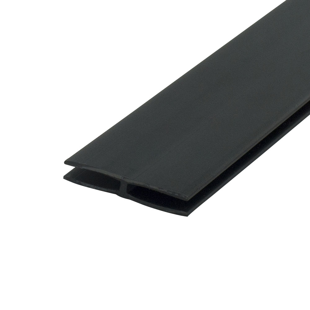 Outwater Plastic H Channel Fits Material 1/8 Inch Thick Black Styrene