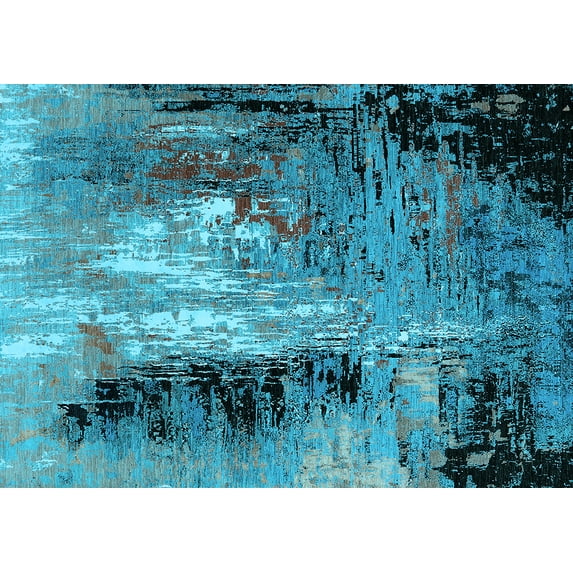 Ahgly Company Indoor Rectangle Oriental Light Blue Industrial Area Rugs, 2' x 4'