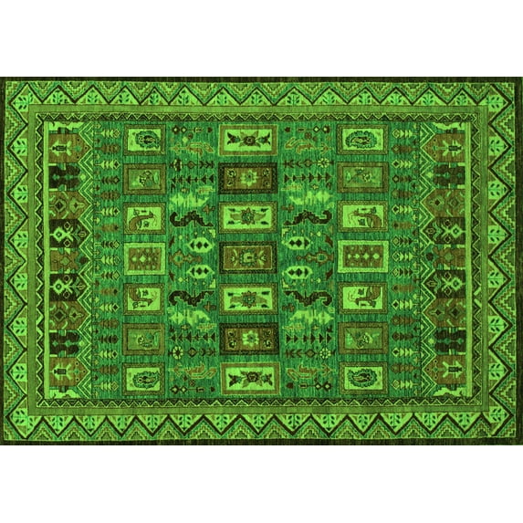 Ahgly Company Indoor Rectangle Abstract Green Modern Area Rugs, 8' x 12'