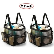 Amerteer 2 Pack Portable Mesh Shower Caddy, Quick Dry Shower Tote Hanging Bath & Toiletry Organizer Bag, Double Handles for College Dorm, Travel, Gym & Camping