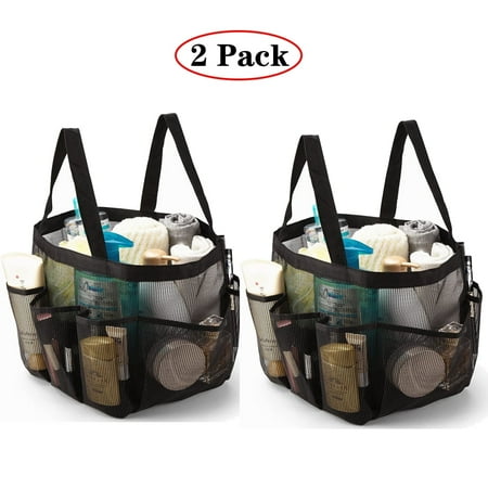 Amerteer 2 Pack Portable Mesh Shower Caddy, Quick Dry Shower Tote Hanging Bath & Toiletry Organizer Bag, Double Handles for College Dorm, Travel, Gym & Camping