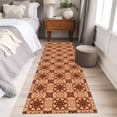 thumbnail image 4 of Orange Brown Flowers 2'x6' Runner Rugs for Hallway Kitchen Bedside Non Slip Washable, Farmhouse Retro Abstract Floral Entryway Rug Runners with Rubber Backing, Long Carpet Runner for Laundry Room, 4 of 8