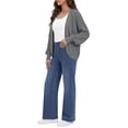 thumbnail image 3 of Asklazy Women's Loose Knit Lantern Seleeve Ribbed Sweater Open Front Caridigan,Grey,M, 3 of 8