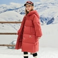 thumbnail image 3 of Girls Winter Coats Hooded Puffer Jackets Medium Length Down-Like Cotton Coats Snow Outwear Girls Long Coat Kid Winter Coat Youth Girls Jacket 5-14y, 3 of 5