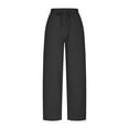 thumbnail image 4 of Mlzmgr Wide Leg Pants for Women Drawstring High Waisted Loose Comfy Cropped Pants Solid Color, 4 of 6