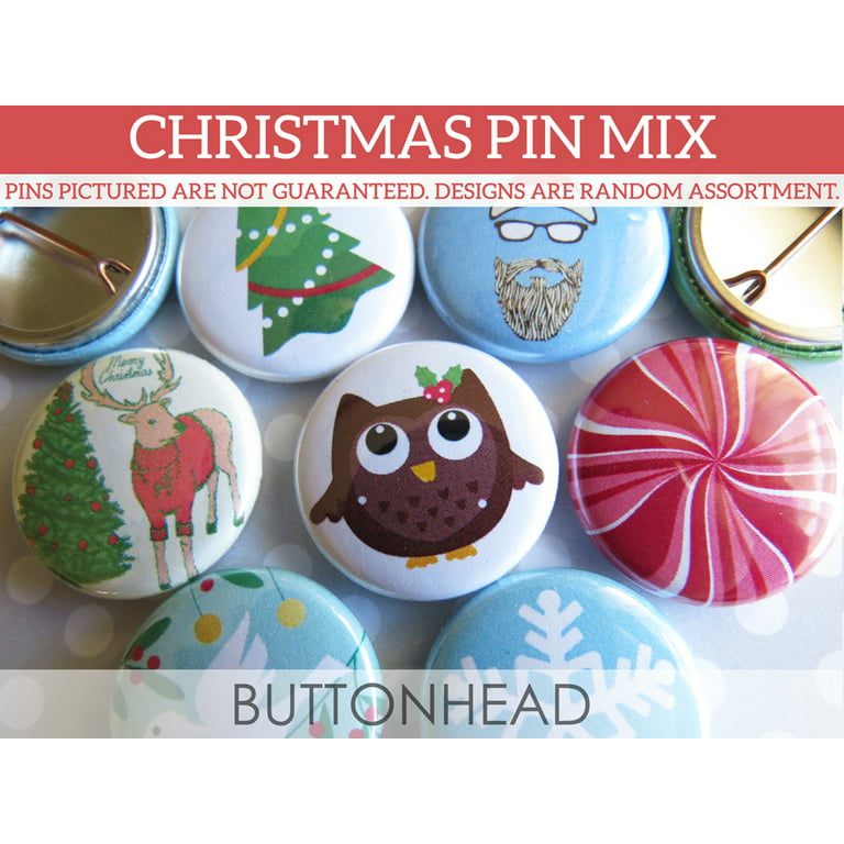 Random Christmas Buttons Pins Bulk Lot - Cheap Christmas Office Party Gifts  for Coworkers, Favors, Decor, Decorations, Stockings - Set of 100 Mini
