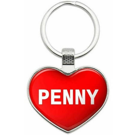 Penny Key - Penny - Names Female Metal Heart Keychain Key Chain Ring, Multiple Colors Available