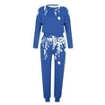 thumbnail image 4 of Puntoco Traje Casual Con Cordón Y Cuello Redondo De Manga Larga Con Estampado Holgado A La Moda Para Mujer Azul Xxxxxl, 4 of 5