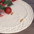 thumbnail image 5 of Red Knitted Christmas Tree Skirt 18 Inches, Rustic Vintage Large Xmas Tree Rug Skirt Chunky Thick Knit Boho Under Tree Skirt, Farmhouse Indoor Christmas Decorations New Year Home Party Decor, 5 of 5
