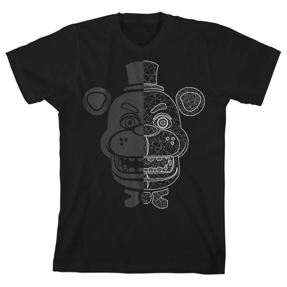 Five Nights at Freddy's Freddy Fazbear Foil Boy's Black T-shirt-XL