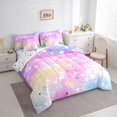 thumbnail image 2 of Manfei Sparkling Stars Print 7-Piece King Bedding,Rainbow Gradient King Bed in a Bag,Multicolor,Colorful Stars Reversible, 2 of 7
