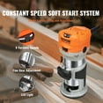 thumbnail image 4 of VEVOR Wood Router, 1.25HP 800W, Compact Wood Trimmer Router Tool, 30000RPM Max Speed 6 Variable Speeds, with 1/4'' & 5/16'' Collets 12 PCs Milling Cutters Dust Hood, 4 of 9
