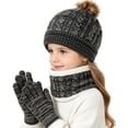thumbnail image 2 of PureCasa Kids Winter Hat Gloves Scarf Set Solid Color Fleece Lined Cable Hat Gloves Scarf Three-Piece Set Kids Winter Holidays Gift, 2 of 6