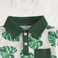 thumbnail image 6 of mgoYE Toddler Baby Boy Clothes Tropical Vacation Summer Outfits Button Short Sleeves Hawaiian Beach Shirts & Shorts with Pockets(Dark Green,18-24 Months), 6 of 7