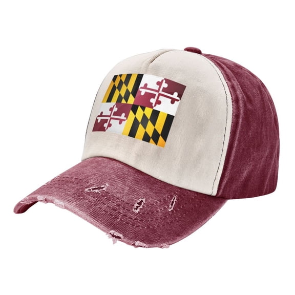Men Women Flag Of Maryland Distressed Twill Cotton Baseball Cap Vintage Adjustable Dad Hat