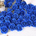 thumbnail image 4 of JFBUJC Fleurs Artificielles Têtes de Roses, Fausses Fleurs Réalistes Fleurs Bleues Fausses Roses (Bleu royal), 4 of 5