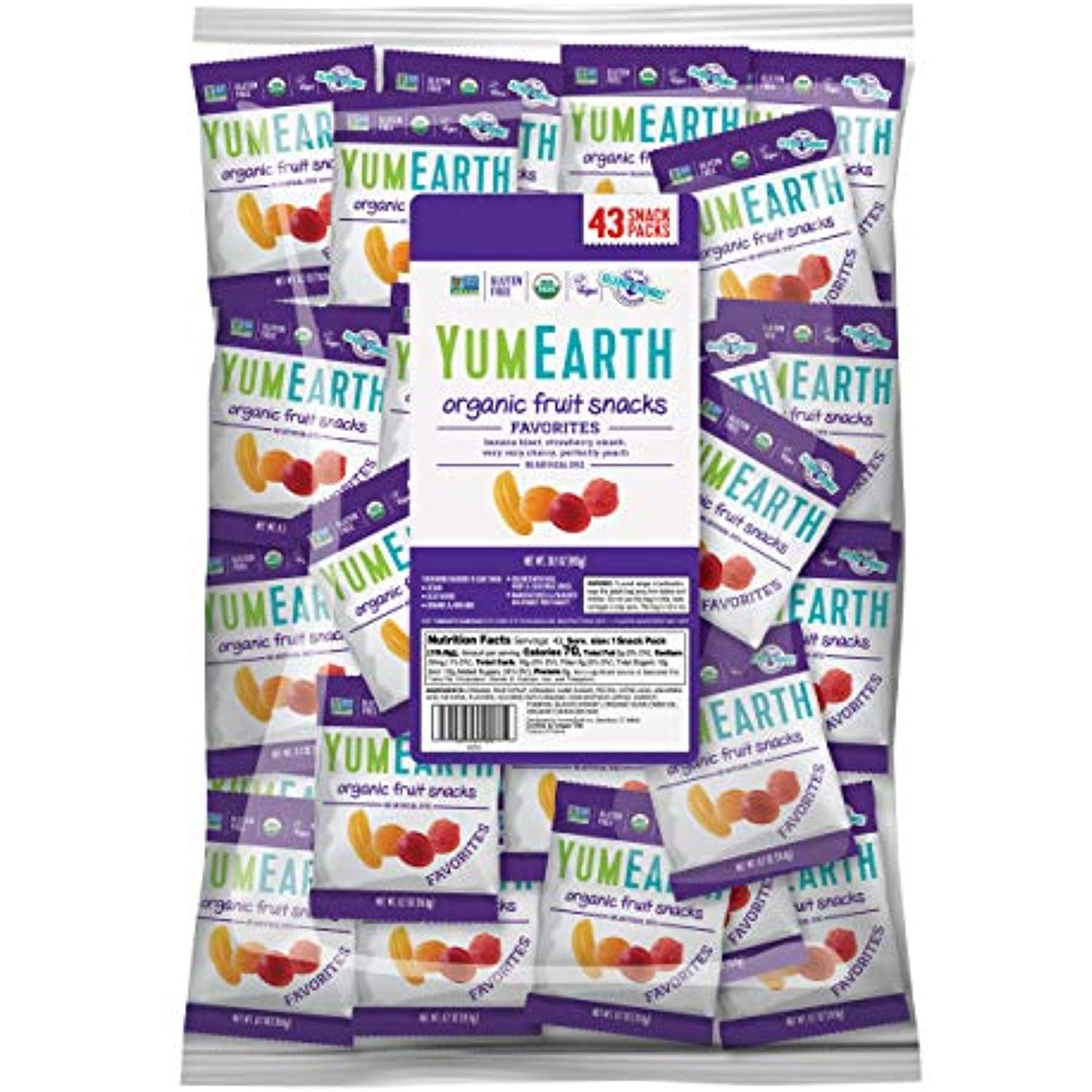Yumearth Organic Fruit Flavored Snacks, 43 0.7Oz Snack Packs, Allergy