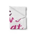 thumbnail image 2 of Love What You Do Soft Flannel Fleece Throw Blanket, Hand Lettering Do What You Love Words in Positive Colors, Cozy Plush for Indoor and Outdoor Use, 70" x 90", Dark Fuchsia Magenta, by Ambesonne, 2 of 5
