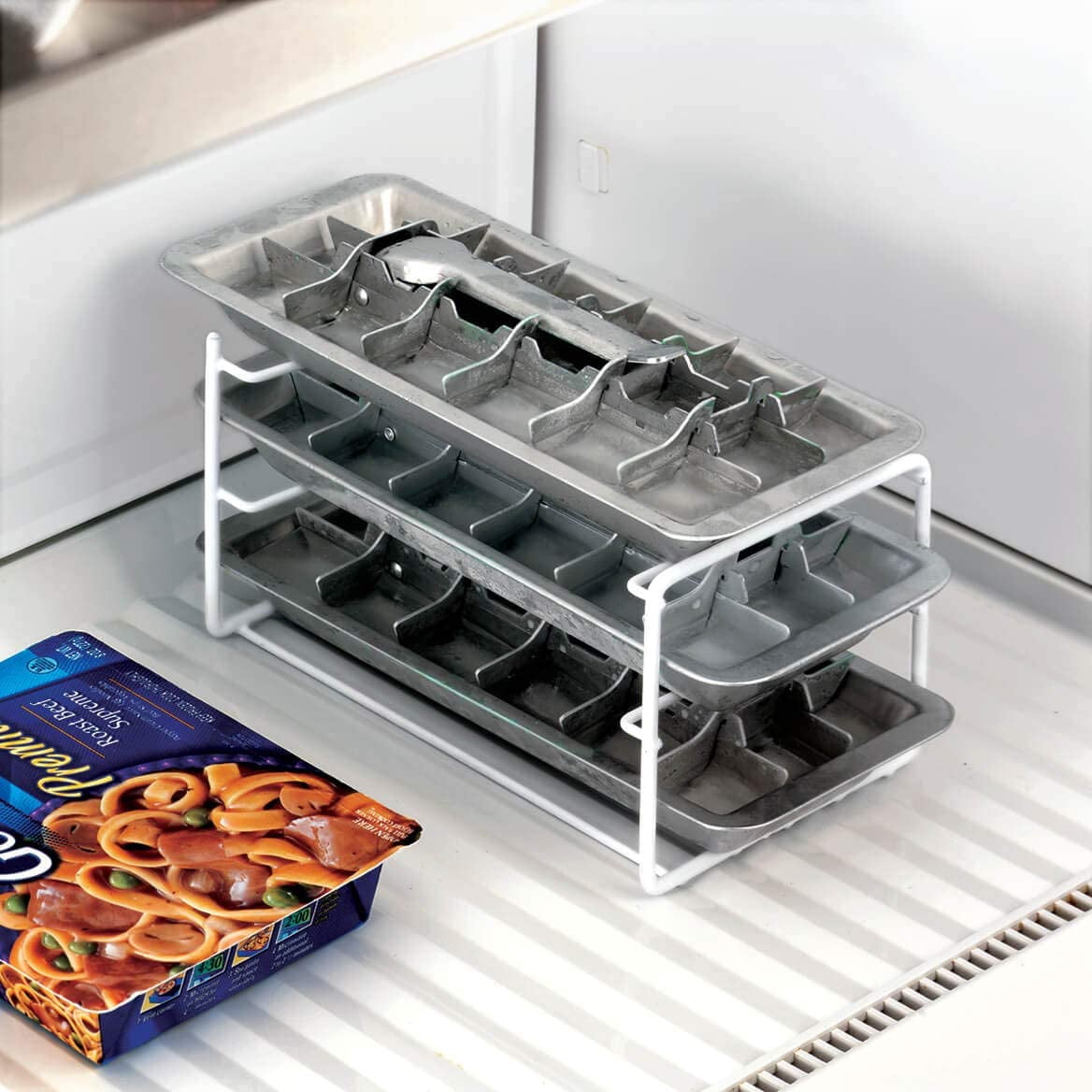 MUCHENGGIFT Vintage Kitchen Aluminum Metal Ice Cube Trays, Set of 1 – Each Tray Features 18 Slot Ice Cube Maker with Easy Release Handle b
