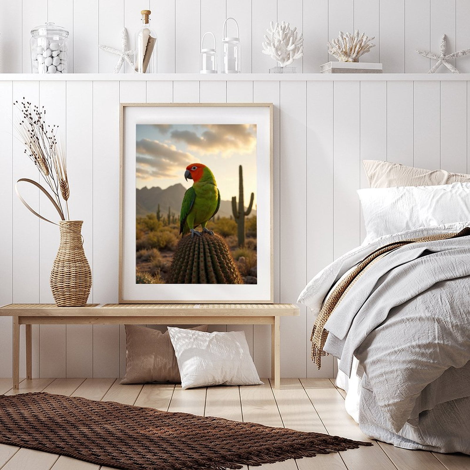 Diamond Art Kits for Adults - 5d Sunset Parrot On Desert Cactus Diamond Painting for Adults, Diamond Art for Adults Beginners, Diamond Painting Kits for Adults for Home Wall Decor