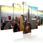 artgeist Canvas Wall Art Print New York 225x112 cm / 89"x44" 5 pcs Home Decor Framed Stretched Picture Photo Painting Artwork Image 030211-62