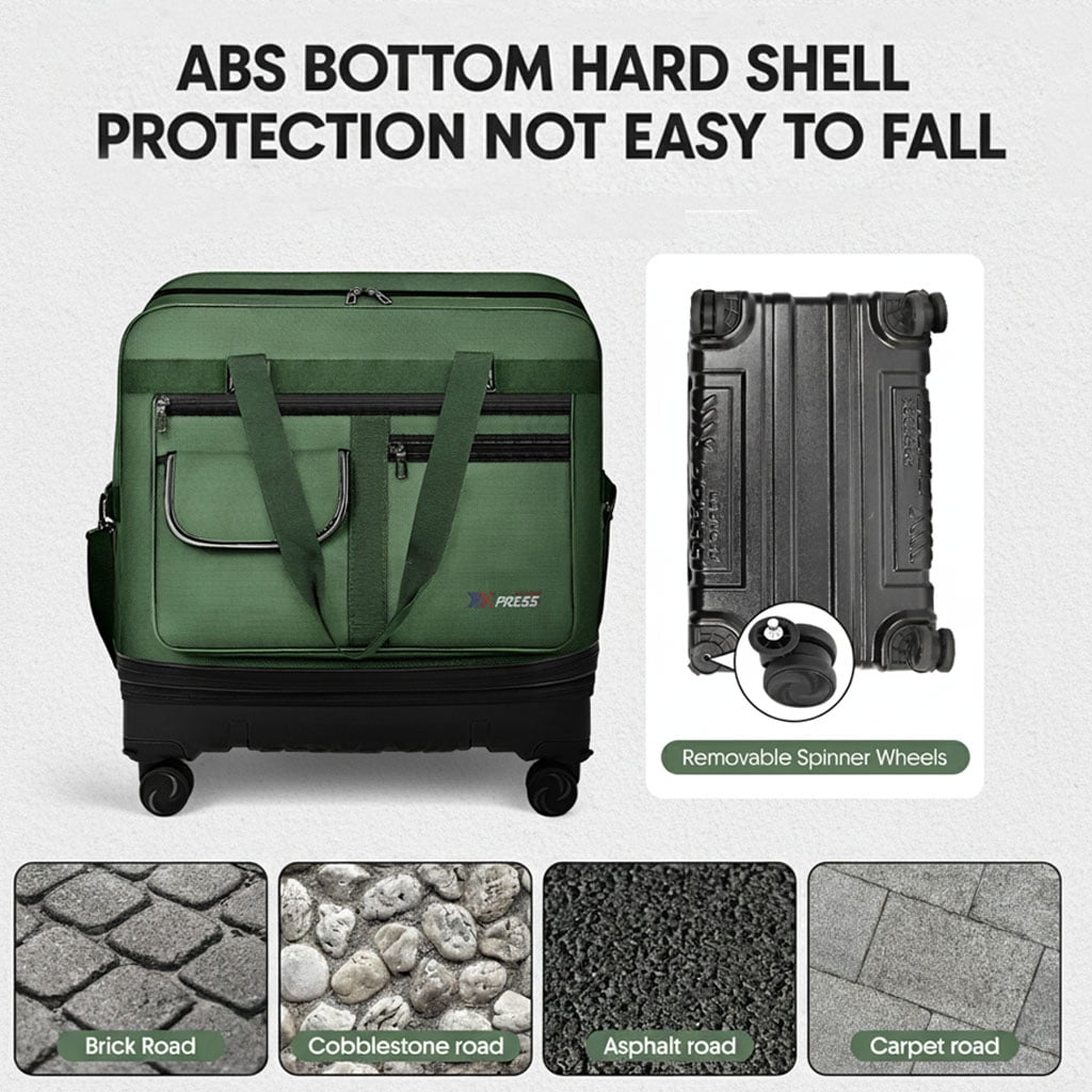 36″ Expandable Foldable Suitcase Bag Large Collapsible Rolling Luggage Bag for Storage, Moving & Abroad Travel, Green, JM