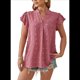thumbnail image 1 of Blusa de Verano 2025 para Mujer, con Cuello en V, Volantes, Corta, Lunares, Holgada, Color Rosa, Talla L, 1 of 6