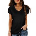 thumbnail image 1 of Modèle Manches Pétales en V T-shirts à Manches Courtes Femmes, 1 of 8