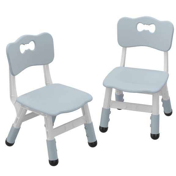 3-Level Adjustable Kids Chair Set of 2, Stackable & Non-Slip, Durable Plastic Toddler Chairs for Ages 2-8, Home, Family, Study Area, Nursery, Daycare