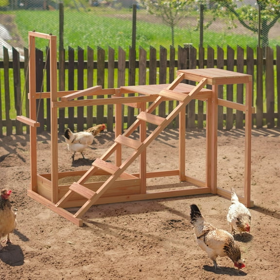 Phonjoroo Chicken Activity Play Chicken Perches for Poultry Run with Wood Stand, Ladder, Platforms, Swing Stand, Food Storage Wood Chicken Toy for Coop, Outdoor Birds Pet Entertainment Stress Relief