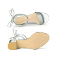 thumbnail image 4 of BLISSFUL STEP Women's Sparkle Strappy Lace Up Block Heel Sandals Silver 8, 4 of 7