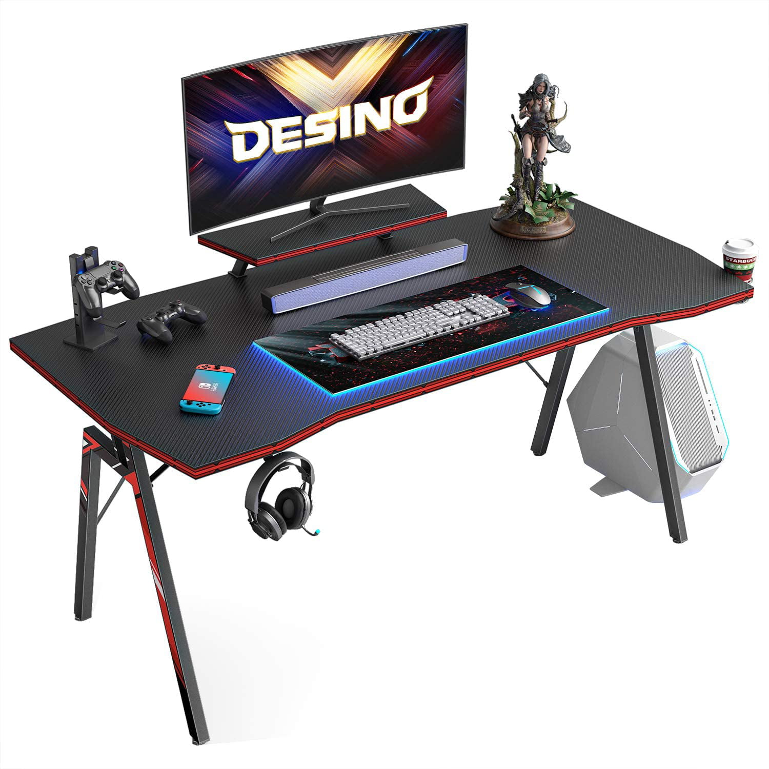 47" Gaming Desk Home Office Computer Table Ergonomic Racing Style Gamer Student 