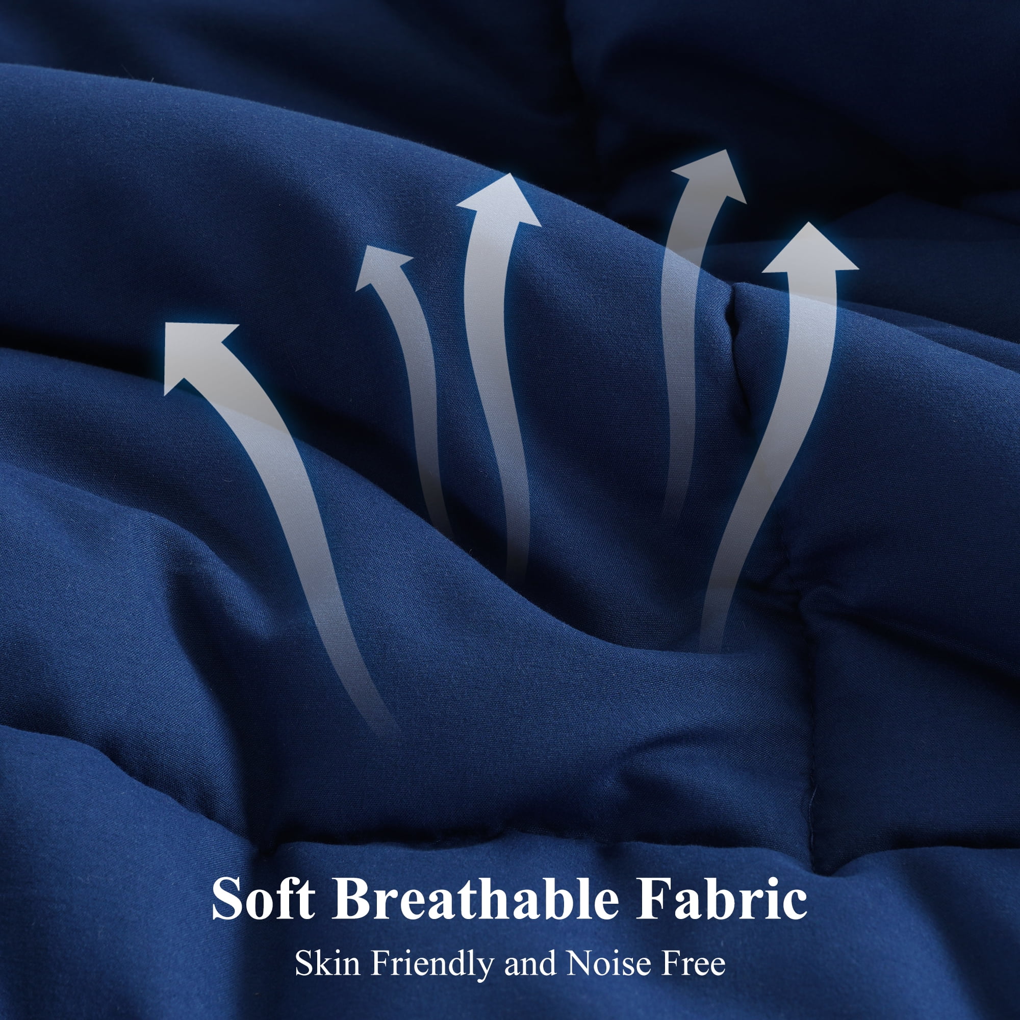 EMONIA Luxury 300GSM Comforter Duvet Insert,Quilted Comforters Full Size w 8 Tabs, Soft Down Alternative Bedding Blanket, Hotel Cooling Comforters All Season Duvet (Dark Blue, Full 86 x 82Inches)