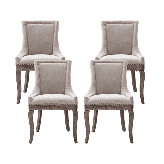 Rhomtree Modern Rubber Wood Tufted Dining Side Chairs, Beige (Set of 4)