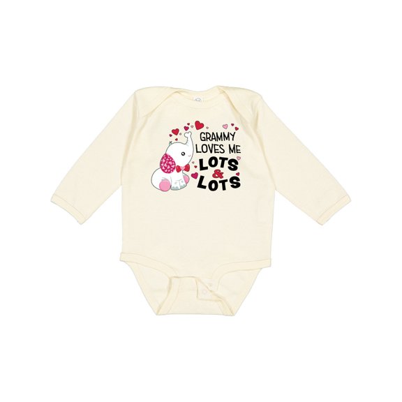 Inktastic Grammy Loves Me Lots and Lots Cute Elephant Boys or Girls Long Sleeve Baby Bodysuit
