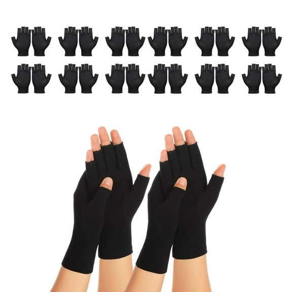 Work Gloves,Basics Cotton Gloves for Dry Hands,7.5x3.9In 12 Pairs Portable Fingerless Moisturizing Gloves for Home,Office