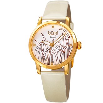 BURGI Cream Embossed Dial White Leather  Watch Women main image 2