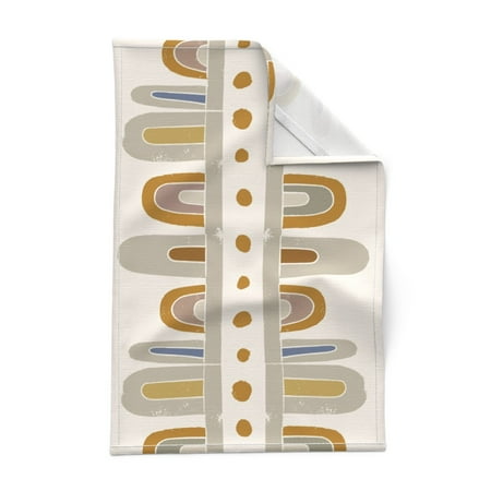 

Printed Tea Towel Linen Cotton Canvas - Block Rocks Stacks Earthy Girls Room Art Print Decorative Kitchen Towel by Spoonflower
