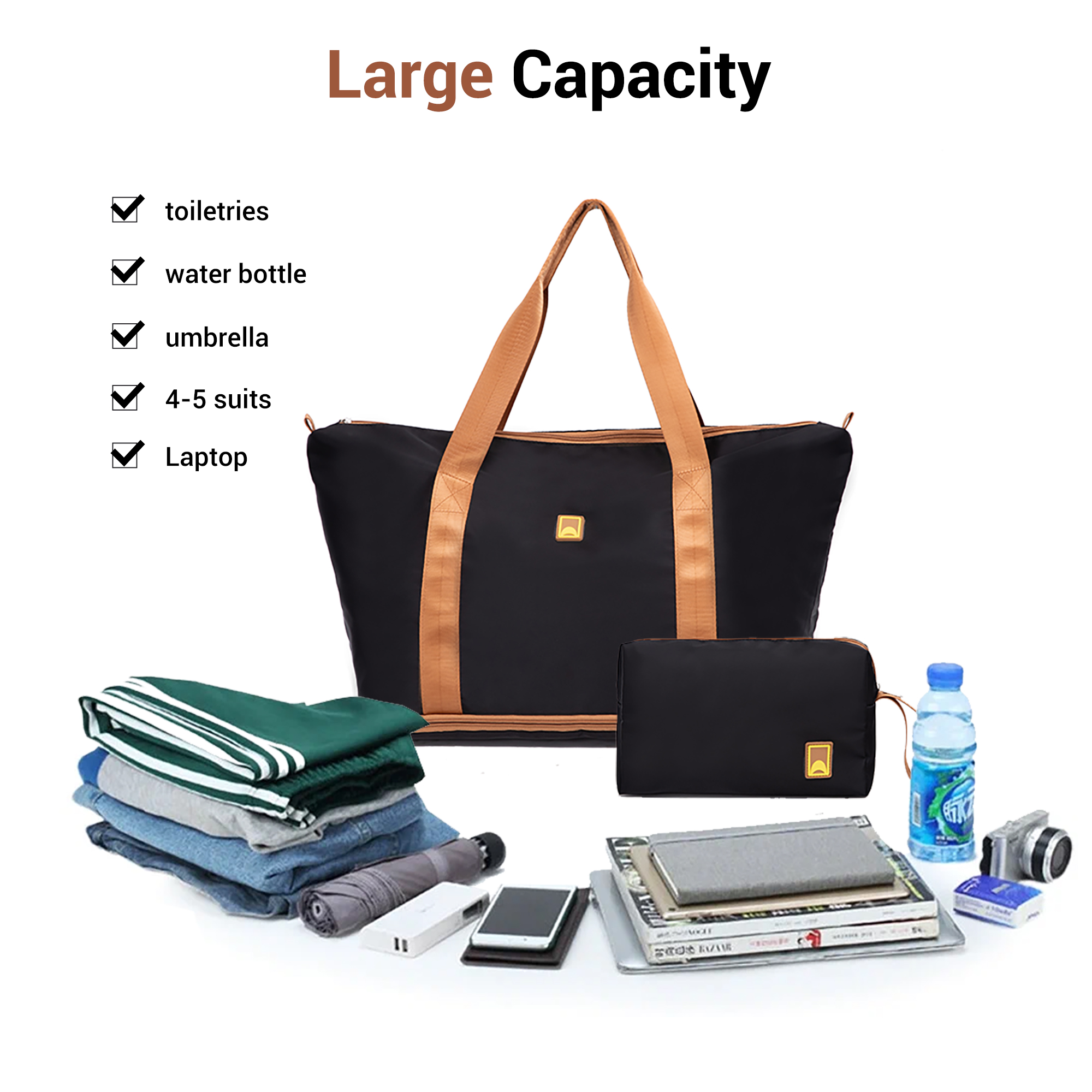 Nicetravel 3-Piece Hardside Luggage Set with Carry-On, Black photo 6